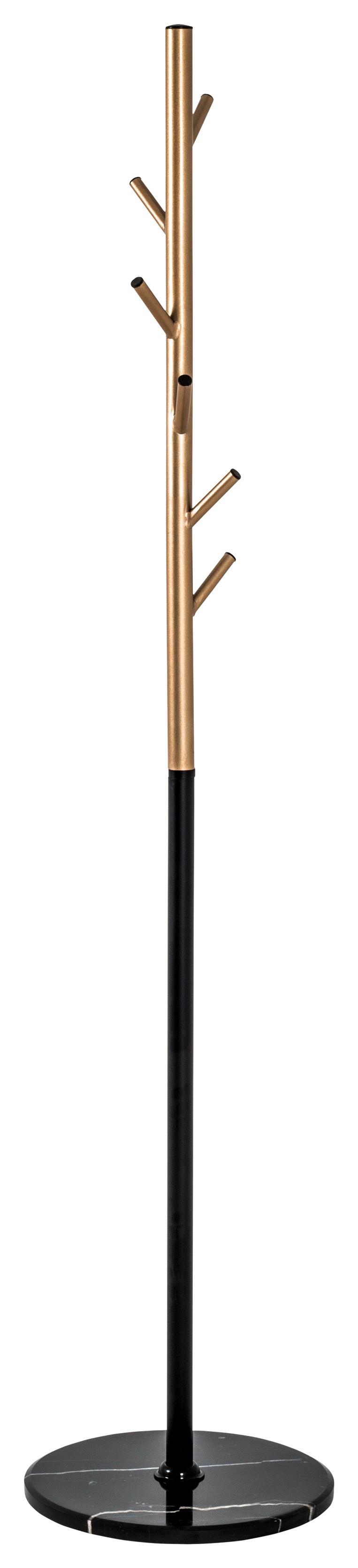 STOJAK NA UBRANIA JANA - czarny/kolor złoty, Design, kamień/metal (37/173/37cm)