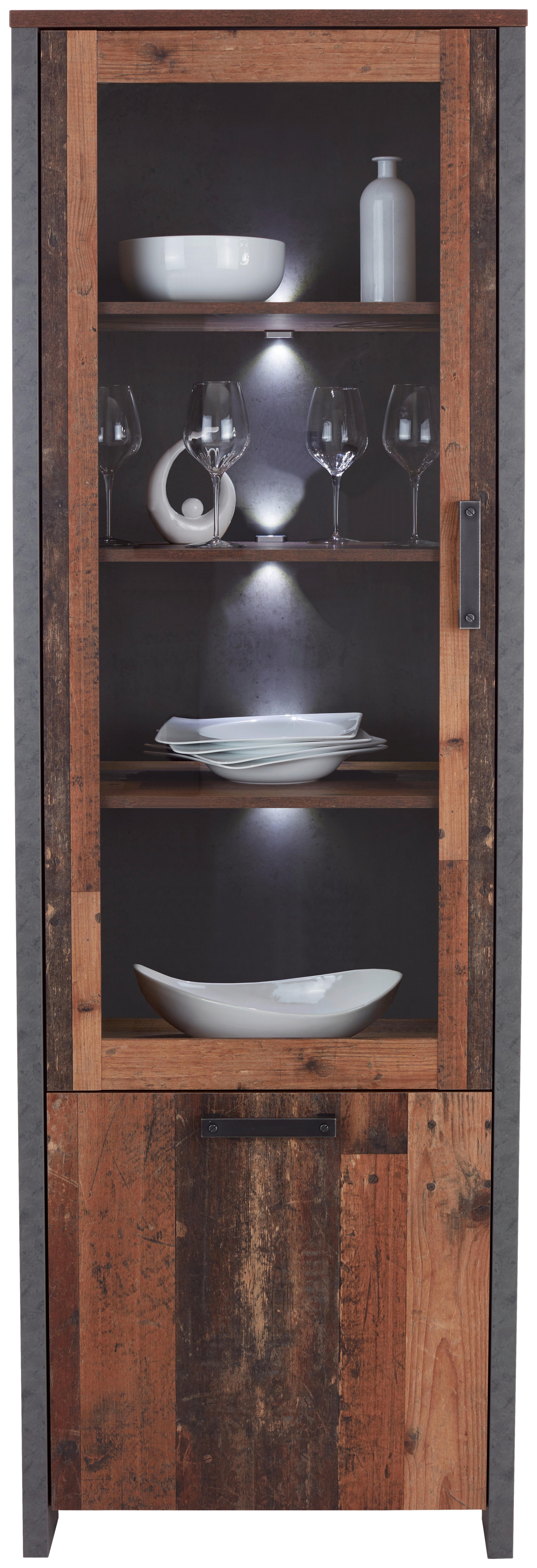 Vitrina Clif - temno siva/črna, Moderno, kovina/umetna masa (62/205/42cm) - Zandiara