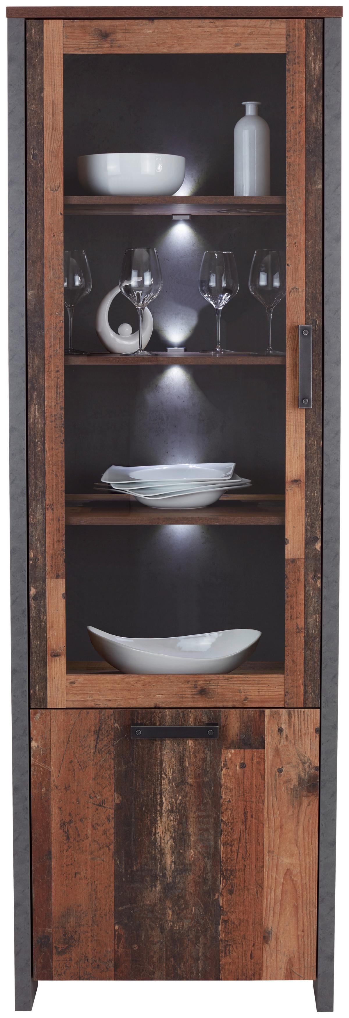 Vitrina Clif - temno siva/črna, Moderno, kovina/umetna masa (62/205/42cm) - Zandiara