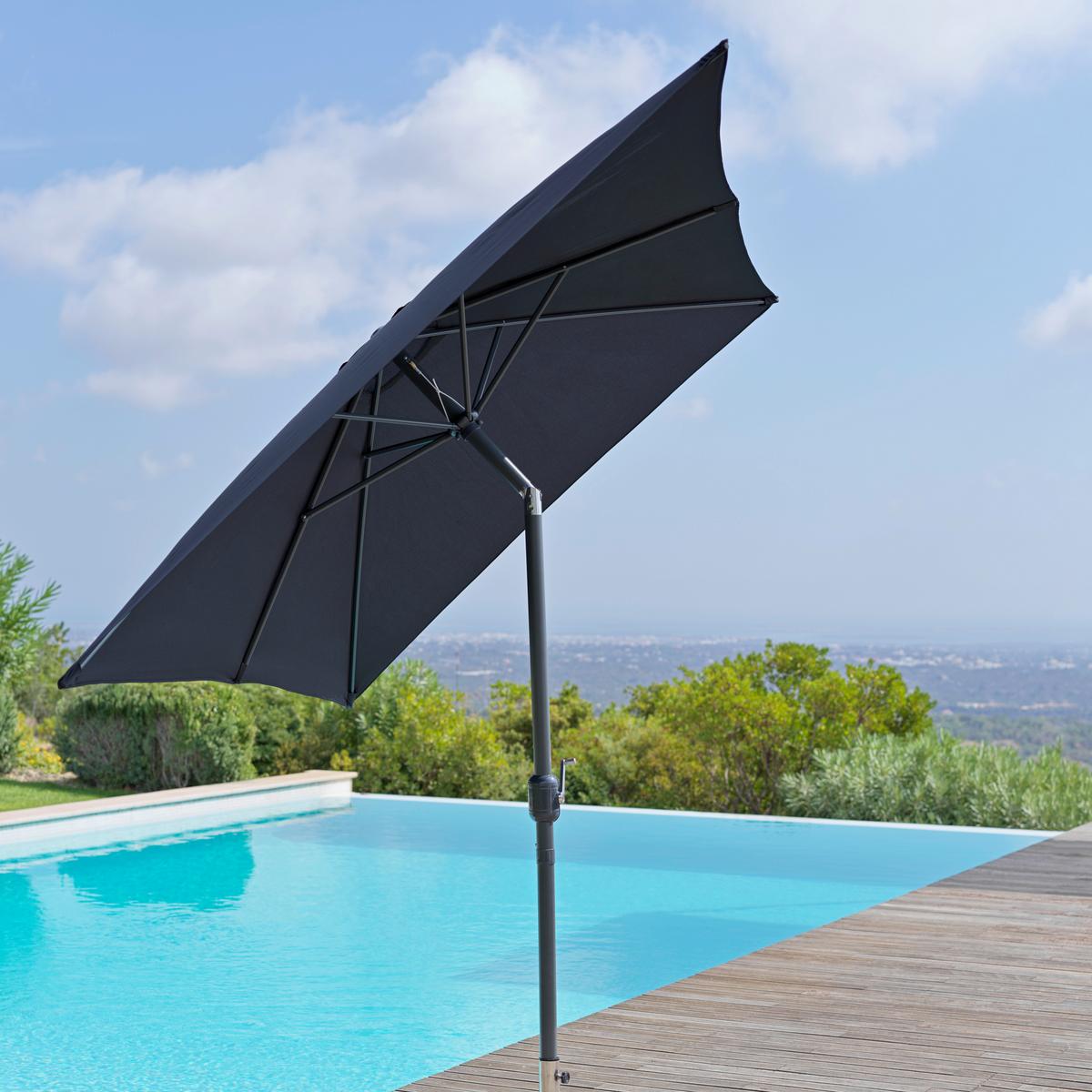 Sonnenschirm Picolo Anthrazit mit Knickgelenk - Anthrazit/Alufarben, Kunststoff/Textil (300/245/200cm) - Mömax