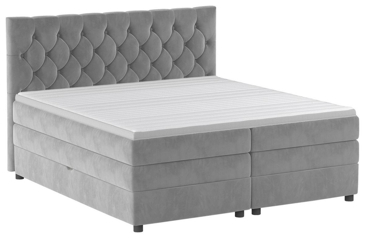 Boxspring Krevet Chess Exkluziv Top - srebrne boje/crna, Konvencionalno, tekstil/plastika (140/200cm) - Premium Living