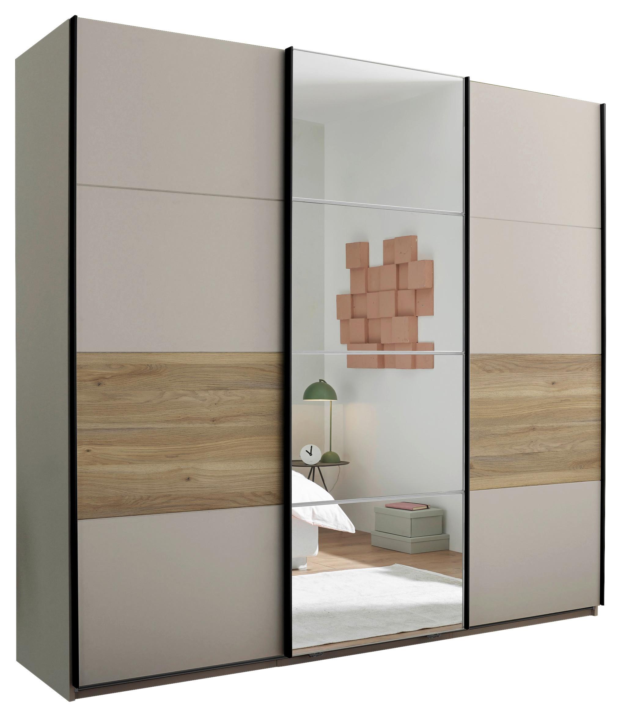 Ormar S Kliznim Vratima Tessona - bijela/kašmir, Trend, staklo/drvni materijal (215/204/63cm) - Modern Living