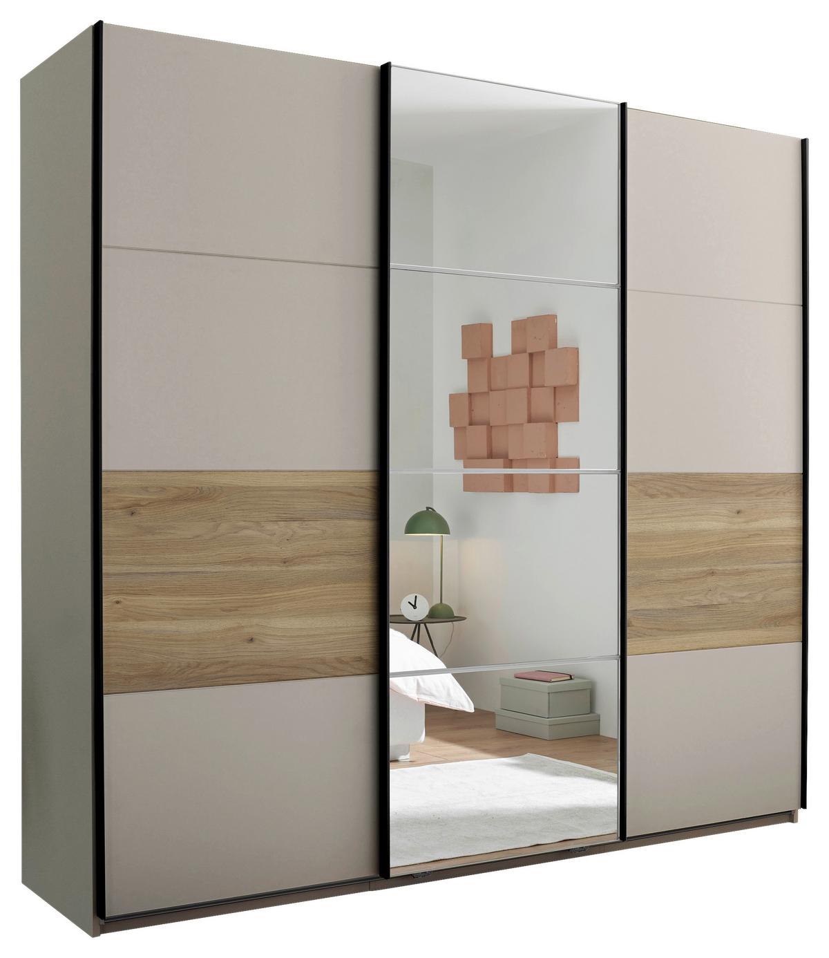 Ormar S Kliznim Vratima Tessona - bijela/kašmir, Trend, staklo/drvni materijal (215/204/63cm) - Modern Living