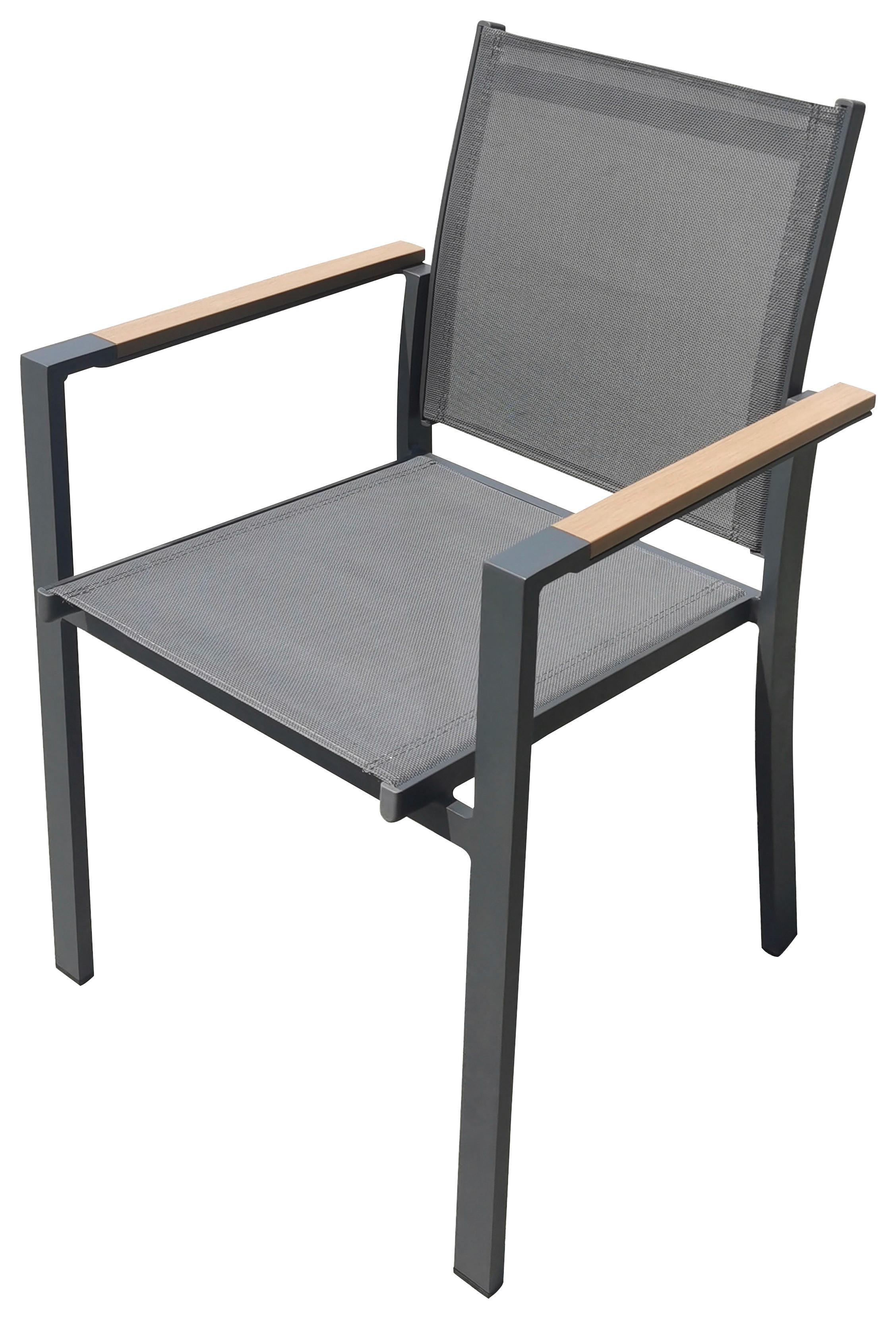 FOTEL SZTAPLOWANY JAN - ciemnoszary/kolor drewna tekowego, Basics, tworzywo sztuczne/metal (62/87/56cm) - Mömax