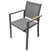 FOTEL SZTAPLOWANY JAN - ciemnoszary/kolor drewna tekowego, Basics, tworzywo sztuczne/metal (62/87/56cm) - Mömax