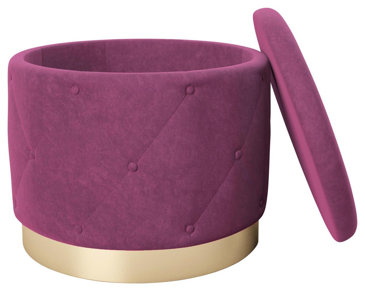 Hocker LIZ Beere Samt - Beere, LIFESTYLE, Textil (50/40/50cm) - Playboy