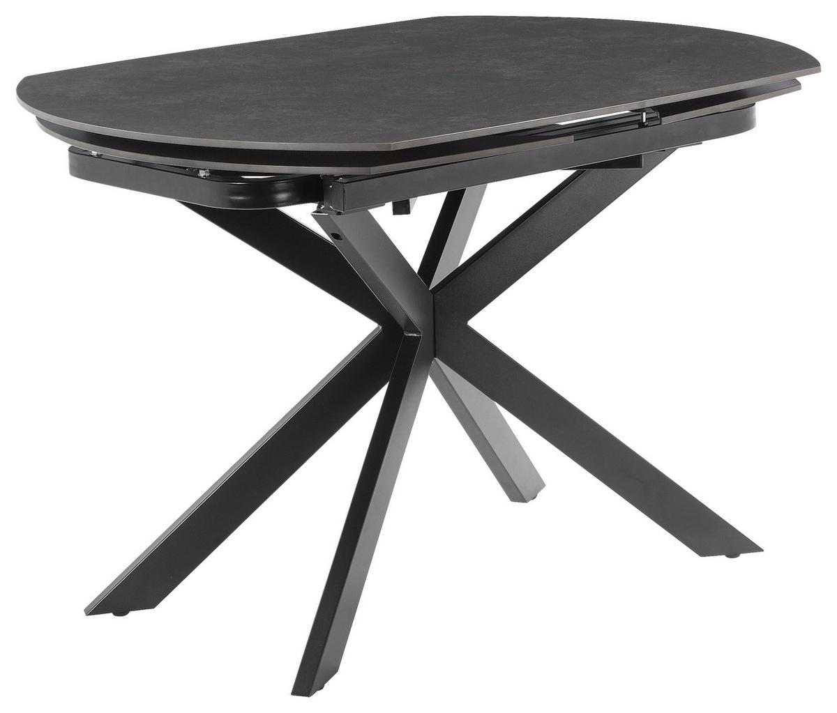 Raztegljiva Miza Senna, Temno Siva, 120-180x90 - siva/črna, Moderno, kamen/kovina (120-180/90/75.5-79cm) - P & B