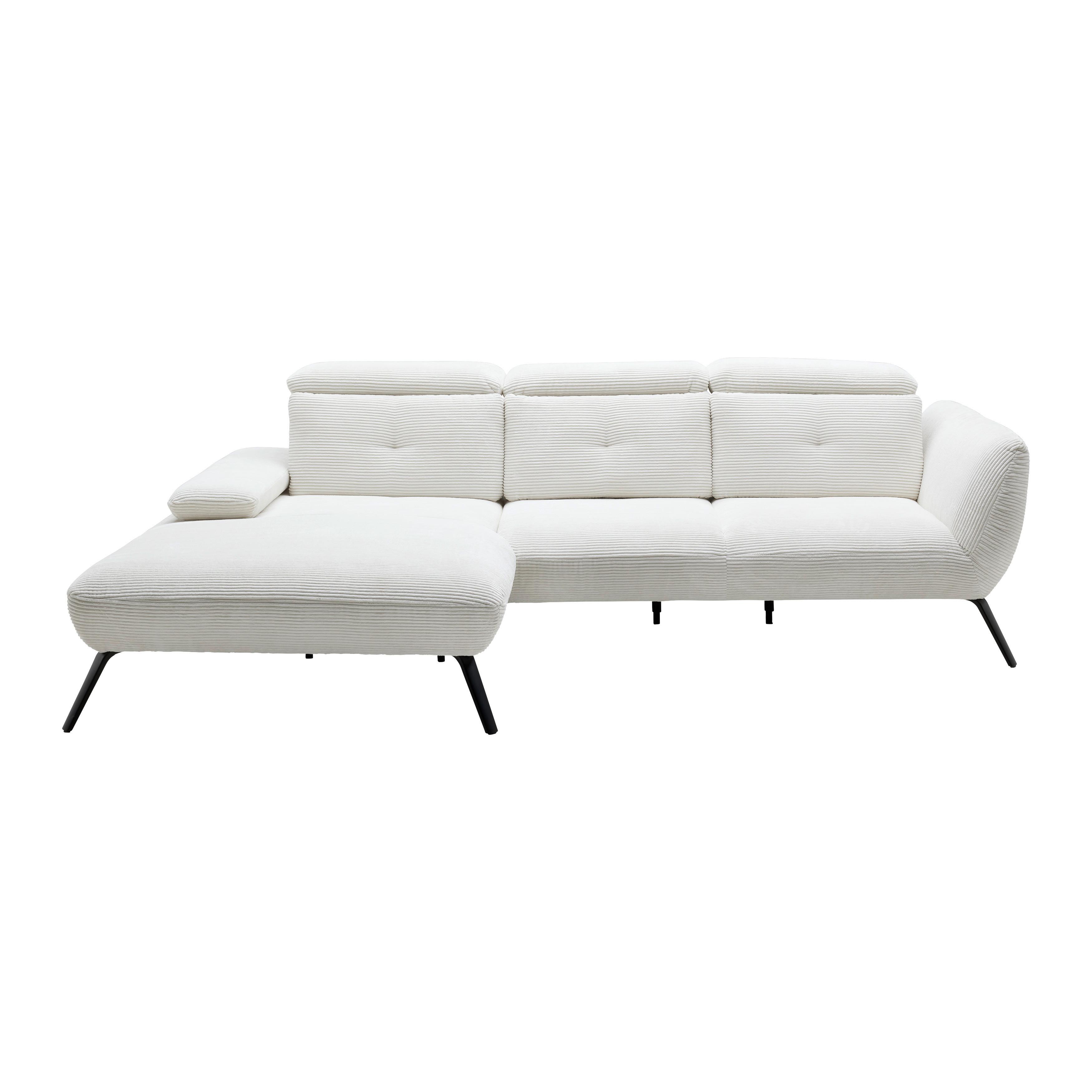 Wohnlandschaft Seattle in Weiß - Schwarz/Weiß, MODERN, Holzwerkstoff/Textil (196/301cm) - Premium Living