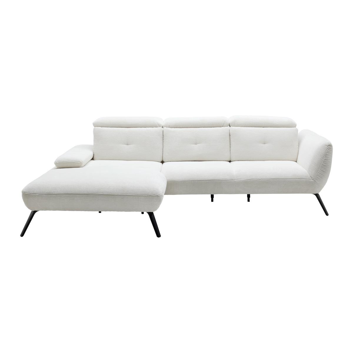 Wohnlandschaft Seattle in Weiß - Weiss/Schwarz, Modern, Holzwerkstoff/Textil (196/301cm) - Premium Living