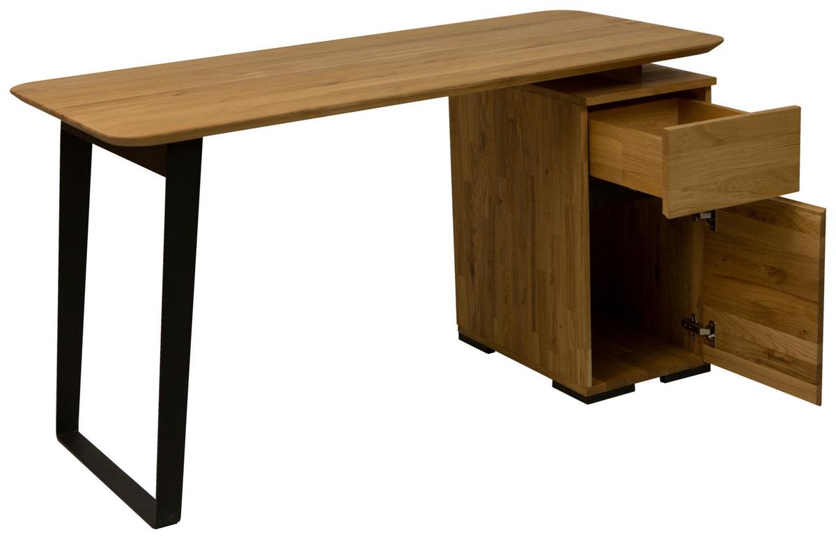 Íróasztal Albero - natúr színű/fekete, Modern, fa/fém (140/77/65cm) - Based