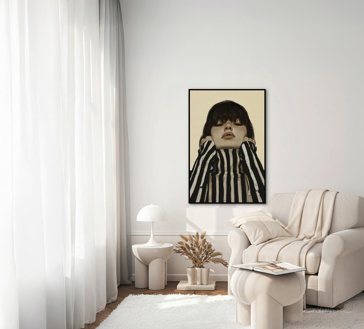 Keilrahmenbild Denise Small Schwarz/Beige - Beige/Schwarz, MODERN, Holzwerkstoff/Kunststoff (60/90cm) - Premium Living
