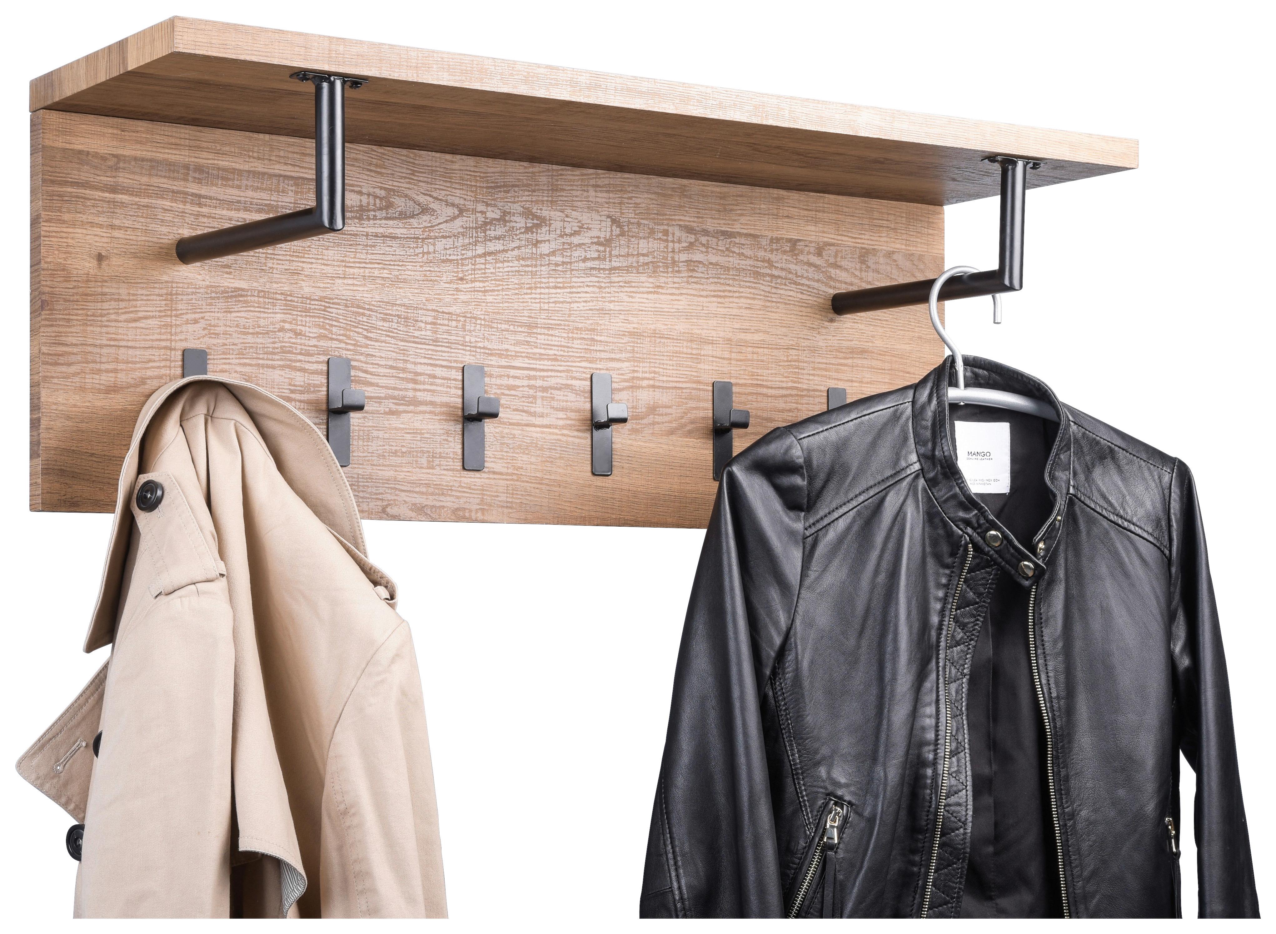 PANEL DO PRZEDPOKOJU SURAT - kolor dębowy/czarny, Basics, materiał drewnopochodny/metal (80/30/26cm)