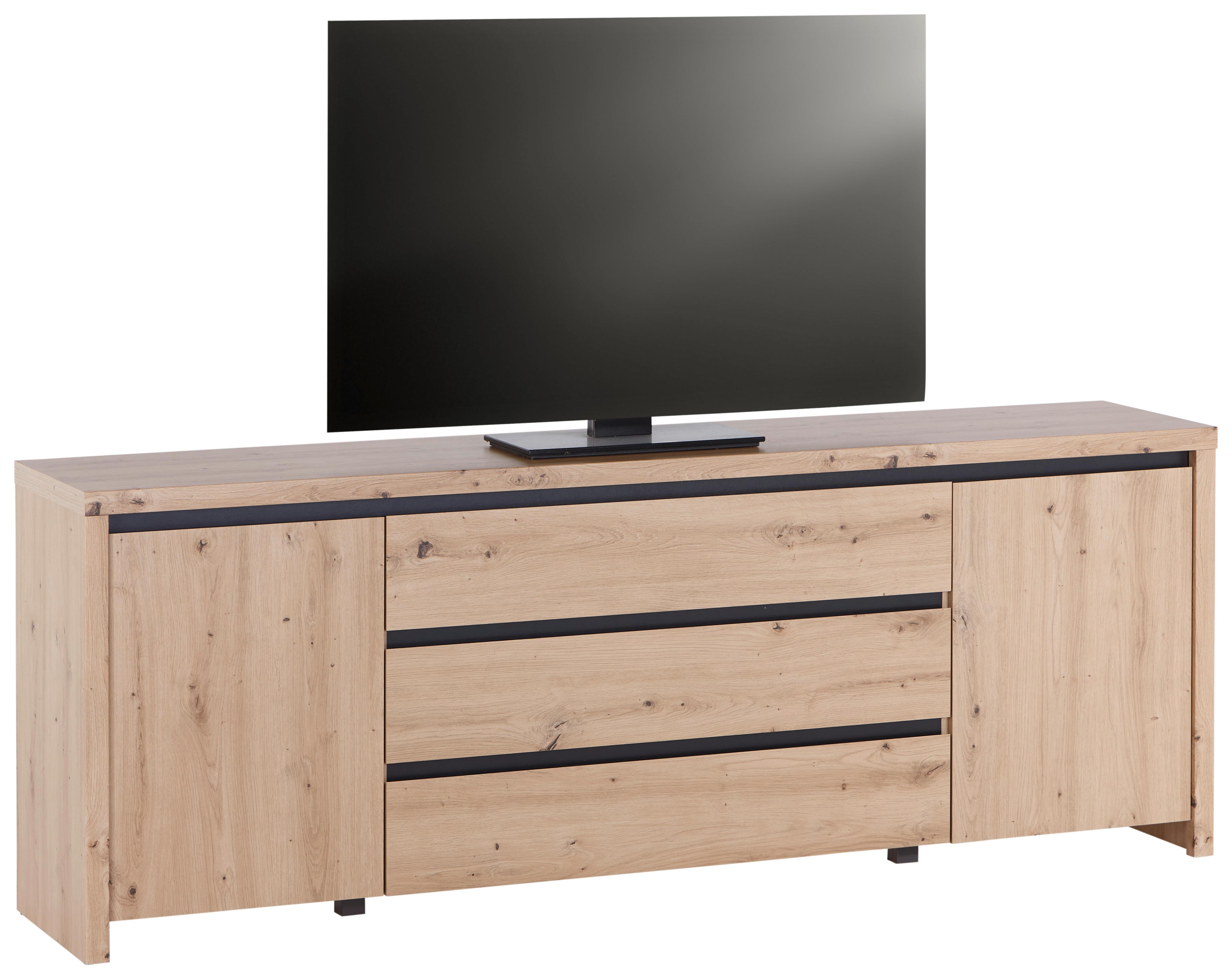 Sideboard Larios B in Schwarz/Eiche Artisan - Schwarz/Eiche Artisan, Modern, Holzwerkstoff (190/71/40cm) - Mömax