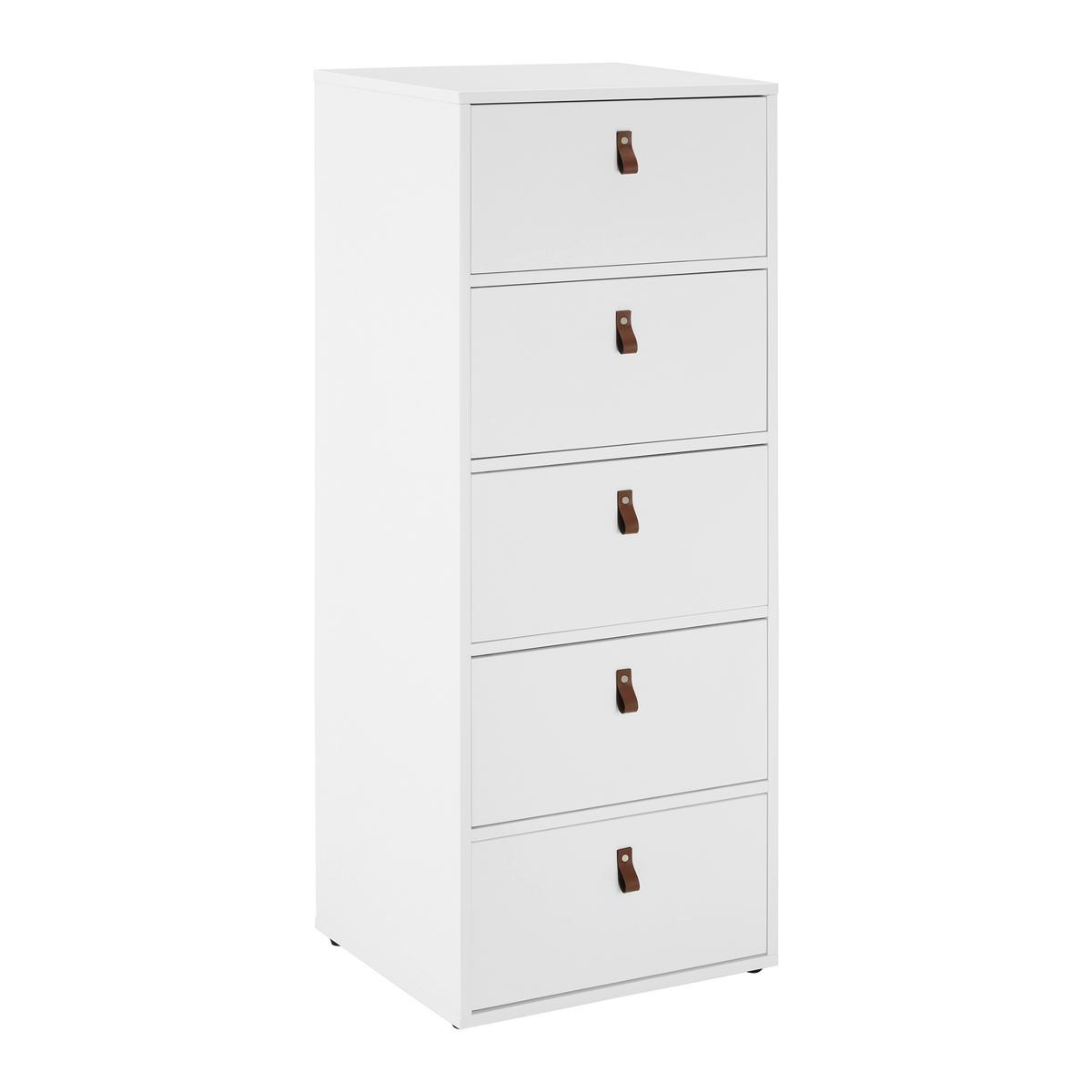 Kommode "Mick", weiß, MDF - Schwarz/Braun, MODERN, Kunststoff (46/119,5/40cm) - Bessagi Home