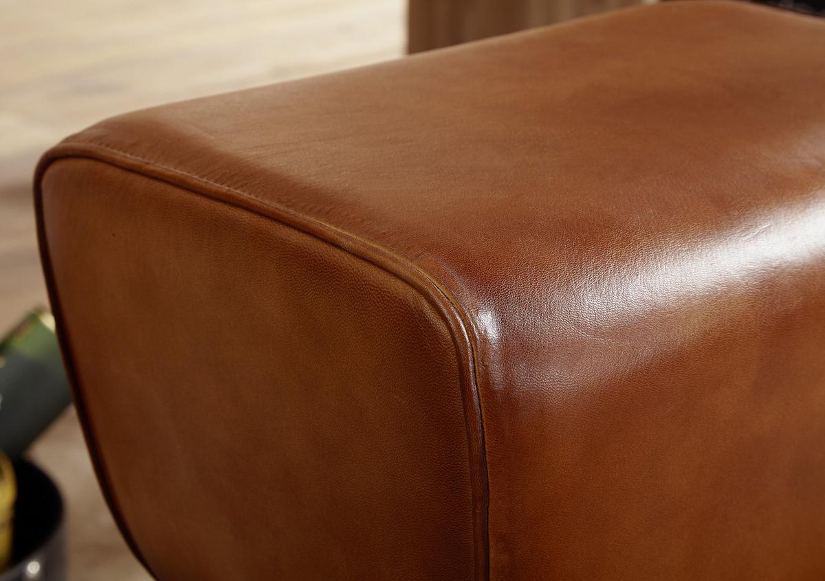 Barhocker WL6.011 ca. 43x75 cm Braun/Echtleder - Braun, Natur, Leder/Holz (43/75/29,5cm) - MID.YOU