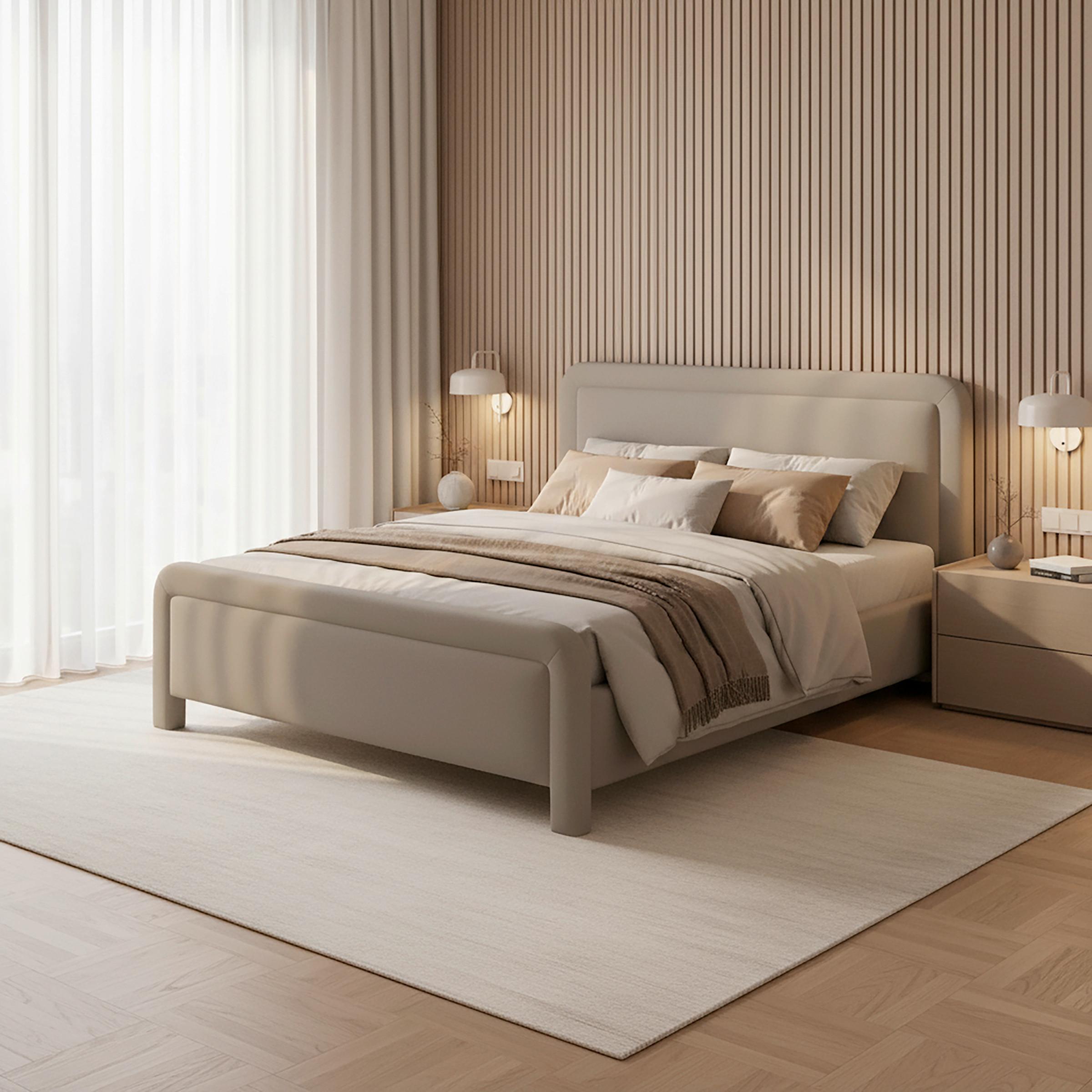 Polsterbett Xirelia Taupe ca. 160x200 cm - Taupe/Eichefarben, MODERN, Holz/Textil (160/200cm) - Bessagi Home