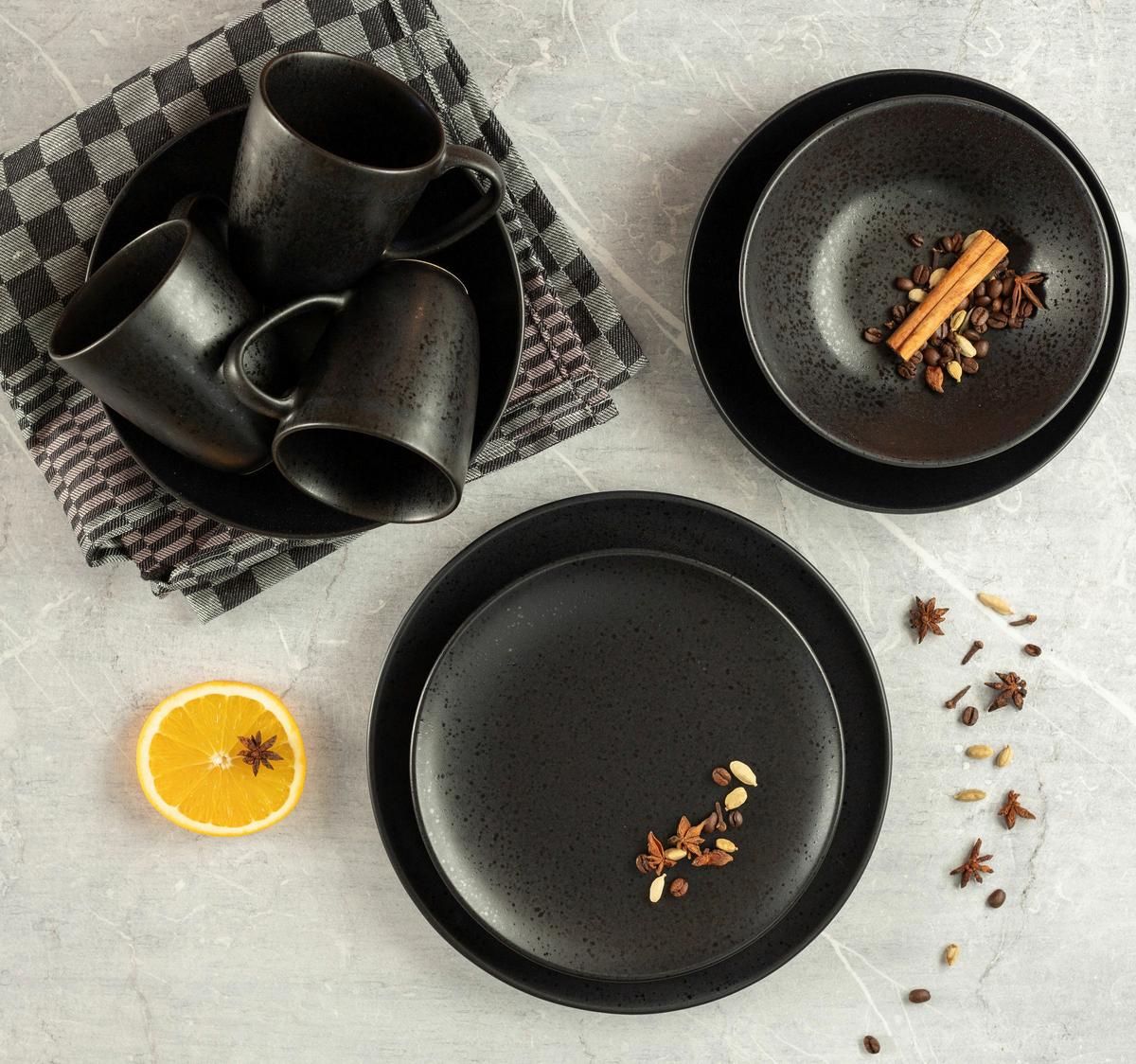 FRÜHSTÜCKSSET ESSENTIAL - Schwarz, Trend, Keramik - Mäser