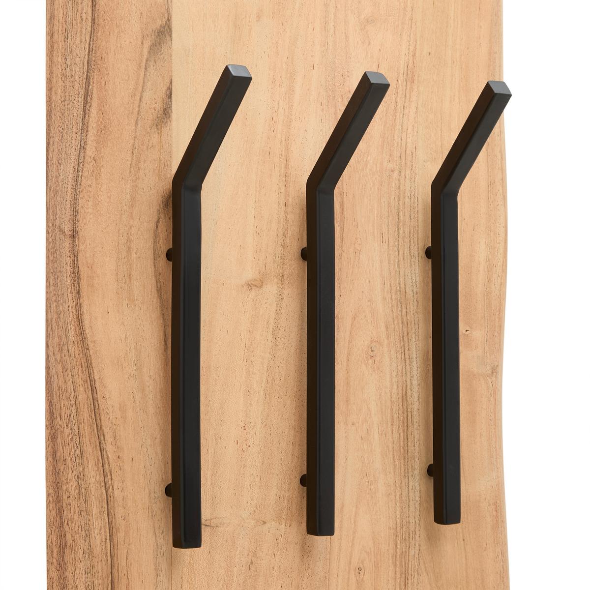 Wandgarderobe Rivera 6 Schwarz/Akaziefarben - Schwarz/Akaziefarben, KONVENTIONELL, Holz/Metall (36/100/12cm) - Mömax