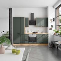 Küchenblock Easytouch High m. Geräten Dunkelgrün - Dunkelgrün/Eichefarben, MODERN, Holzwerkstoff/Metall (270cm) - Nobilia