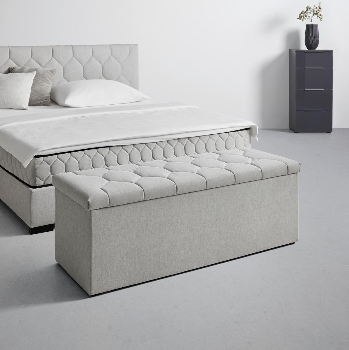 Klupa Za Krevet Maya D - svijetlo siva/crna, Konvencionalno, drvni materijal/tekstil (141/52/51cm) - Modern Living