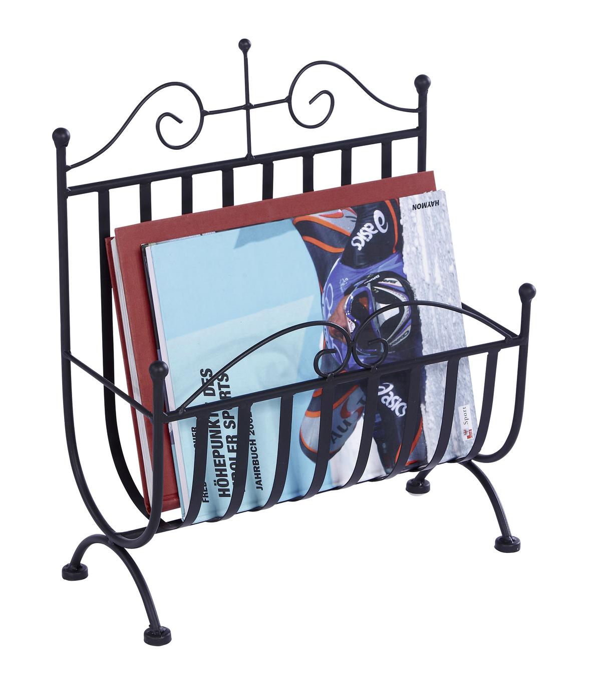 Suport ziare Hanne - negru, Modern, metal (37/40/18cm) - Zandiara