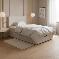 Boxbett Ace Hellgrau ca. 120x200 cm intgr. Topper - Hellgrau/Schwarz, MODERN, Holz/Kunststoff (120/200cm) - Bessagi Home