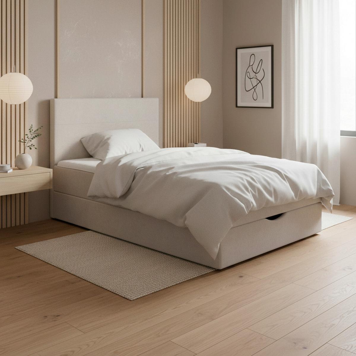 Boxbett Ace Hellgrau ca. 120x200 cm intgr. Topper - Hellgrau/Schwarz, MODERN, Holz/Kunststoff (120/200cm) - Bessagi Home