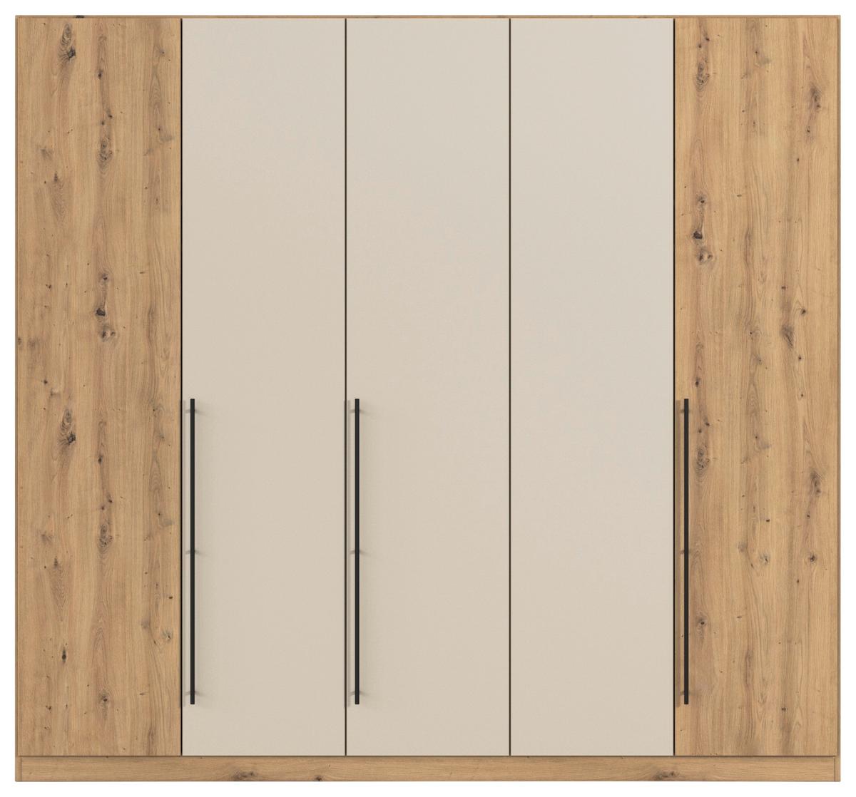 Kleiderschrank Safari Champagner/Eiche Artisan - Champagner/Schwarz, KONVENTIONELL, Holzwerkstoff/Metall (226/210/54cm) - Based