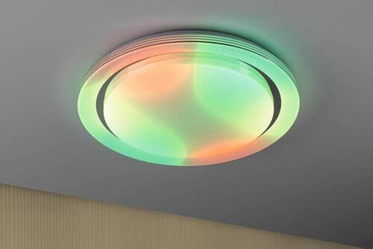 Deckenleuchte Rainbow Weiß/Chromfarben max. 38,5 W - Chromfarben/Weiß, Basics, Kunststoff/Metall (48,5/7,5cm) - Paulmann