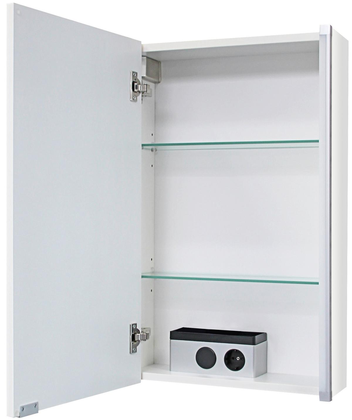 Spiegel "LED-Line" , weiß - Alufarben/Weiß, MODERN, Glas/Holzwerkstoff (42,5/67/16,5cm) - MID.YOU