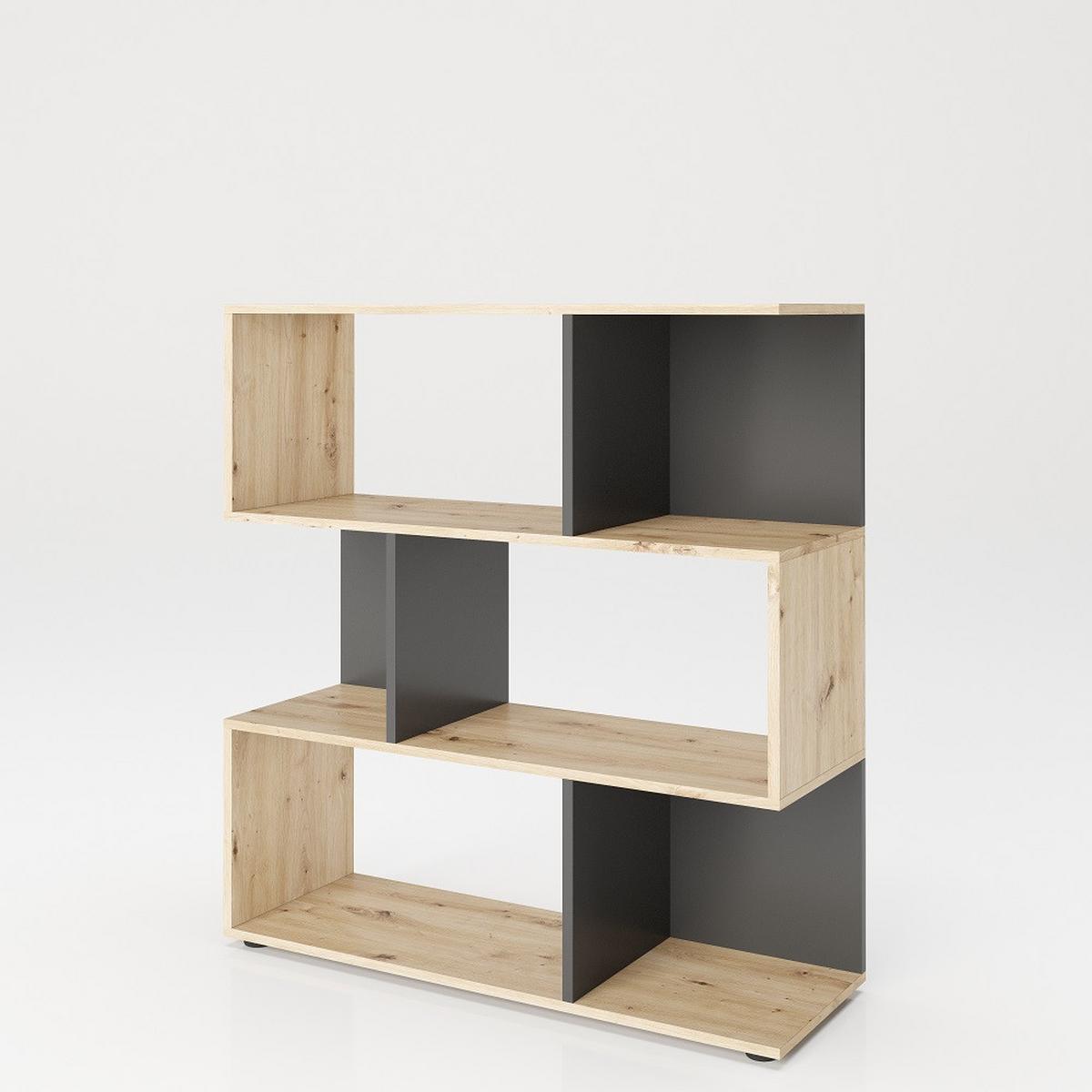 Regal Shelfy 6 Fächer ca. 103x110 cm Grau/Eiche - Eiche Artisan/Grau, MODERN, Holzwerkstoff (103/110/36cm) - MID.YOU
