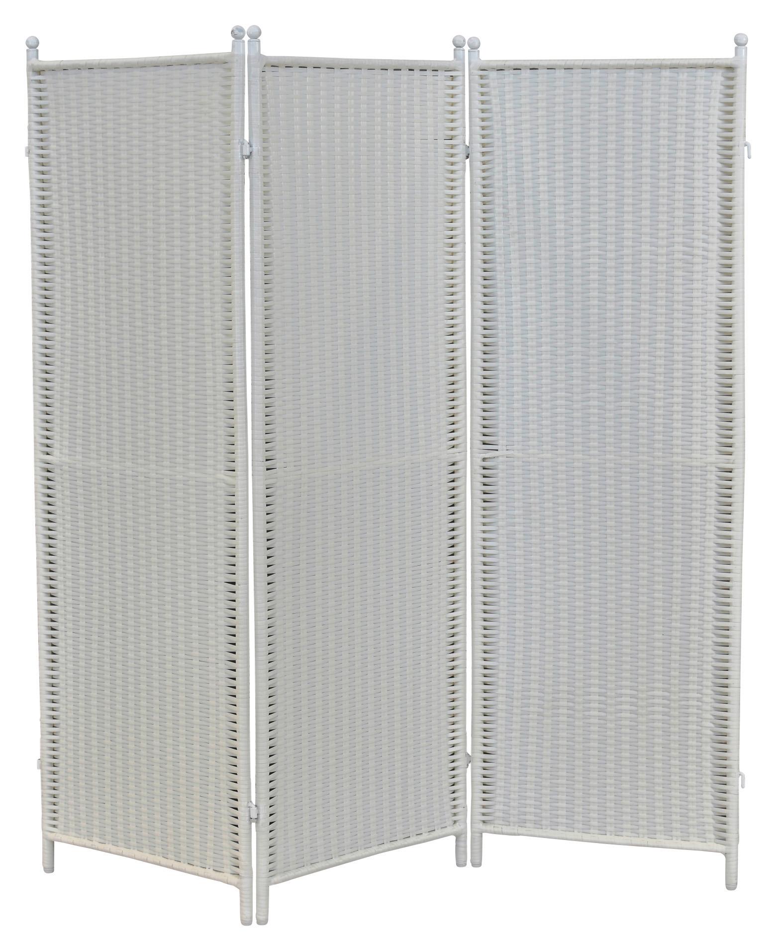 Paravent mit 3 Flügel ca. 138x183 cm Weiß - Weiß, MODERN, Metall (183/183cm) - Gardenson