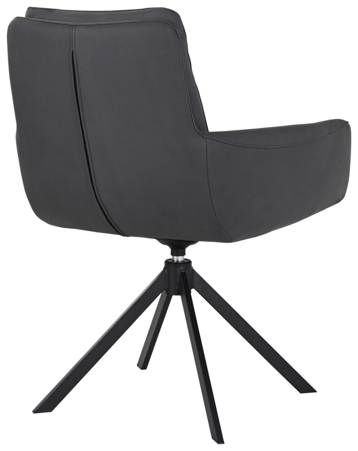 KRZESŁO Z PODŁOKIETNIKAMI EVEREST -EXKLUSIV- - czarny, Design, skóra/metal (62,5/89/66,5cm) - Dieter Knoll
