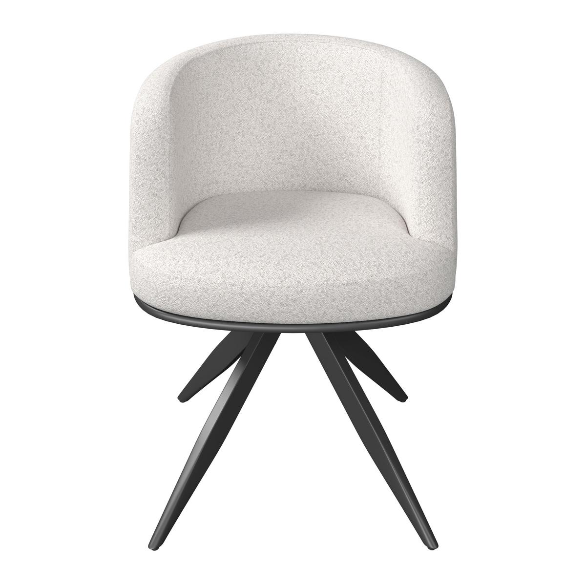 Armlehnstuhl Nela Steingrau Bouclé Drehbar Gepolstert - Schwarz/Grau, MODERN, Holz/Textil (62/77/62cm) - Bessagi Home
