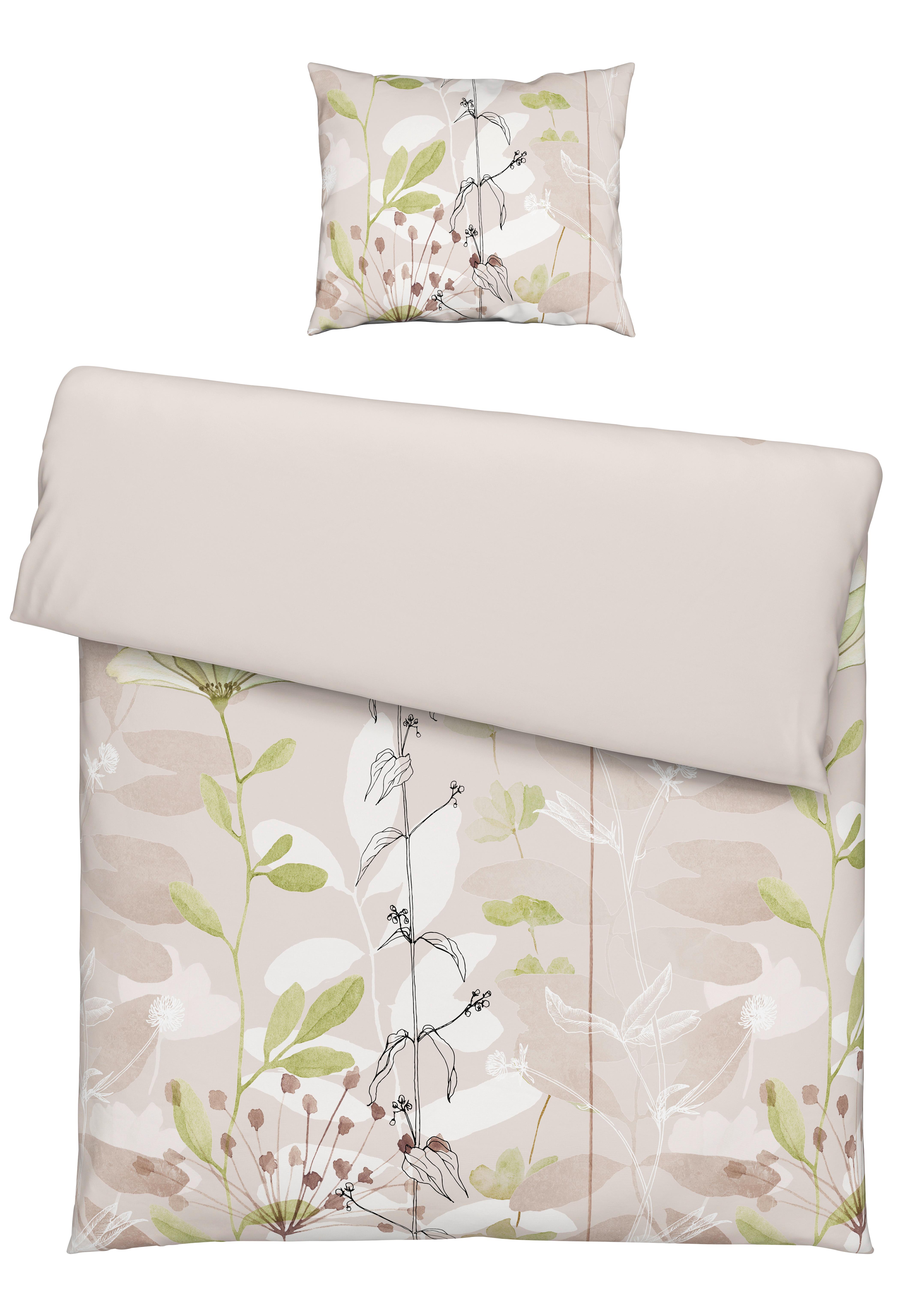 BETTWÄSCHESET LOALA - Beige/Grün, Romantik / Landhaus, Textil (160/210cm) - Mömax