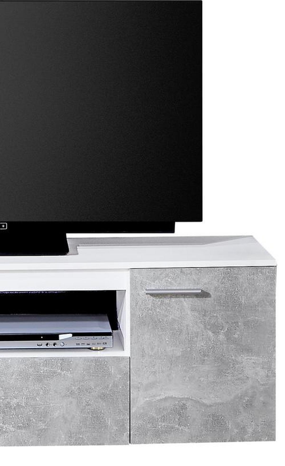 Mobilier camera de zi Vulcan - alb/gri, Modern, sticlă/material pe bază de lemn (265-295/194/40cm) - Based