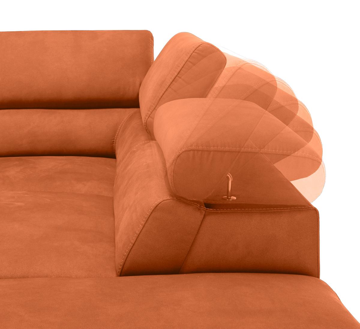 Ecksofa Carmen Orange - Chromfarben/Schwarz, KONVENTIONELL, Holz/Textil (292/72/226cm) - Premium Living