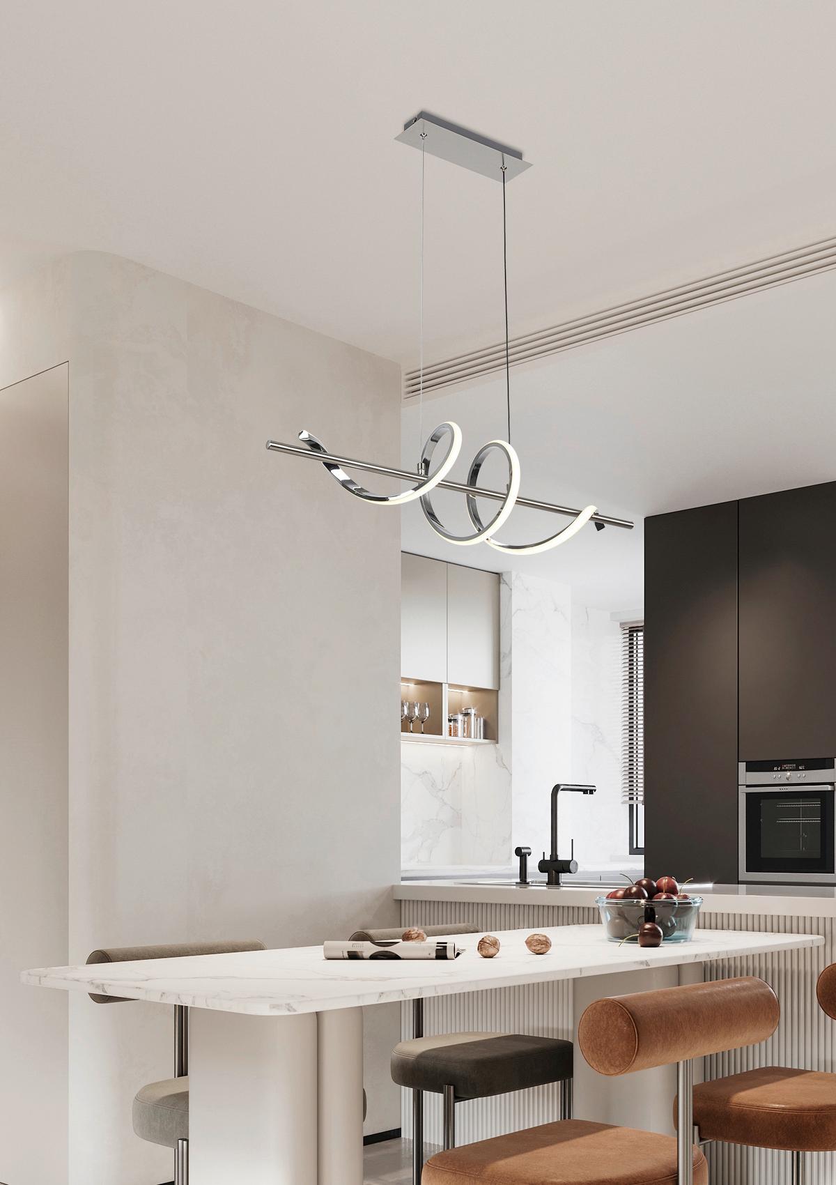 LED-Hängeleuchte Lina Chrom-/Nickelfarben max. 20 W - Chromfarben/Nickelfarben, MODERN, Kunststoff/Metall (20/80/120cm) - Mömax