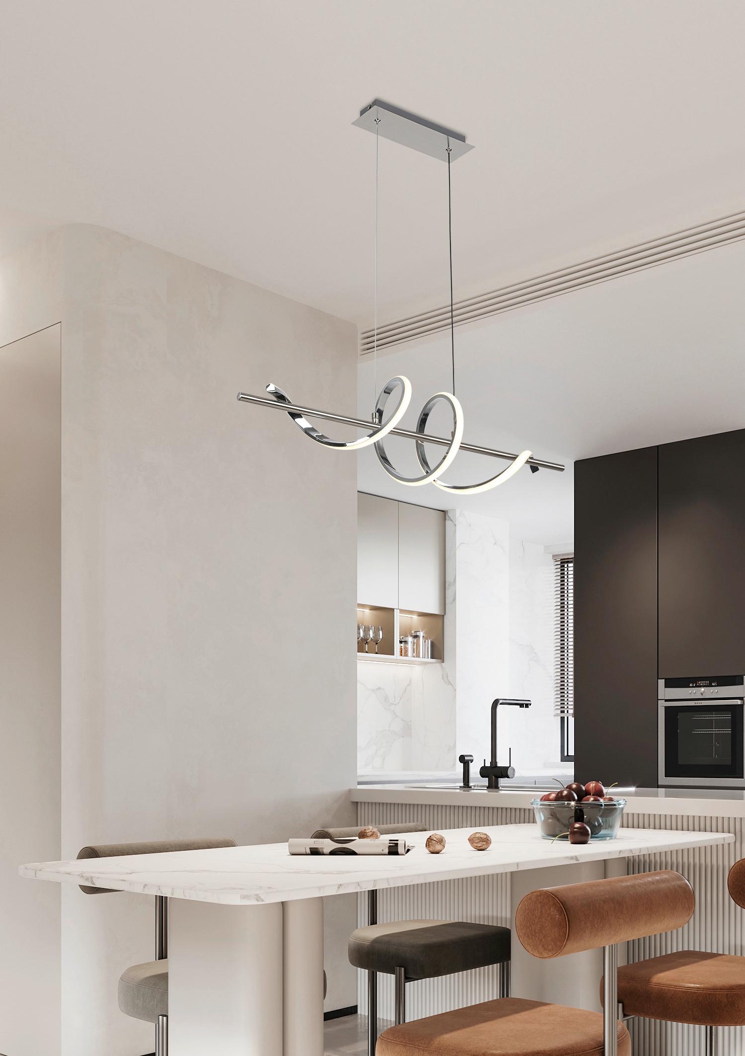 LED-HÄNGLAMPA LINA - kromfärg/nickelfärgad, Modern, metall/plast (80/20/120cm) - Mömax