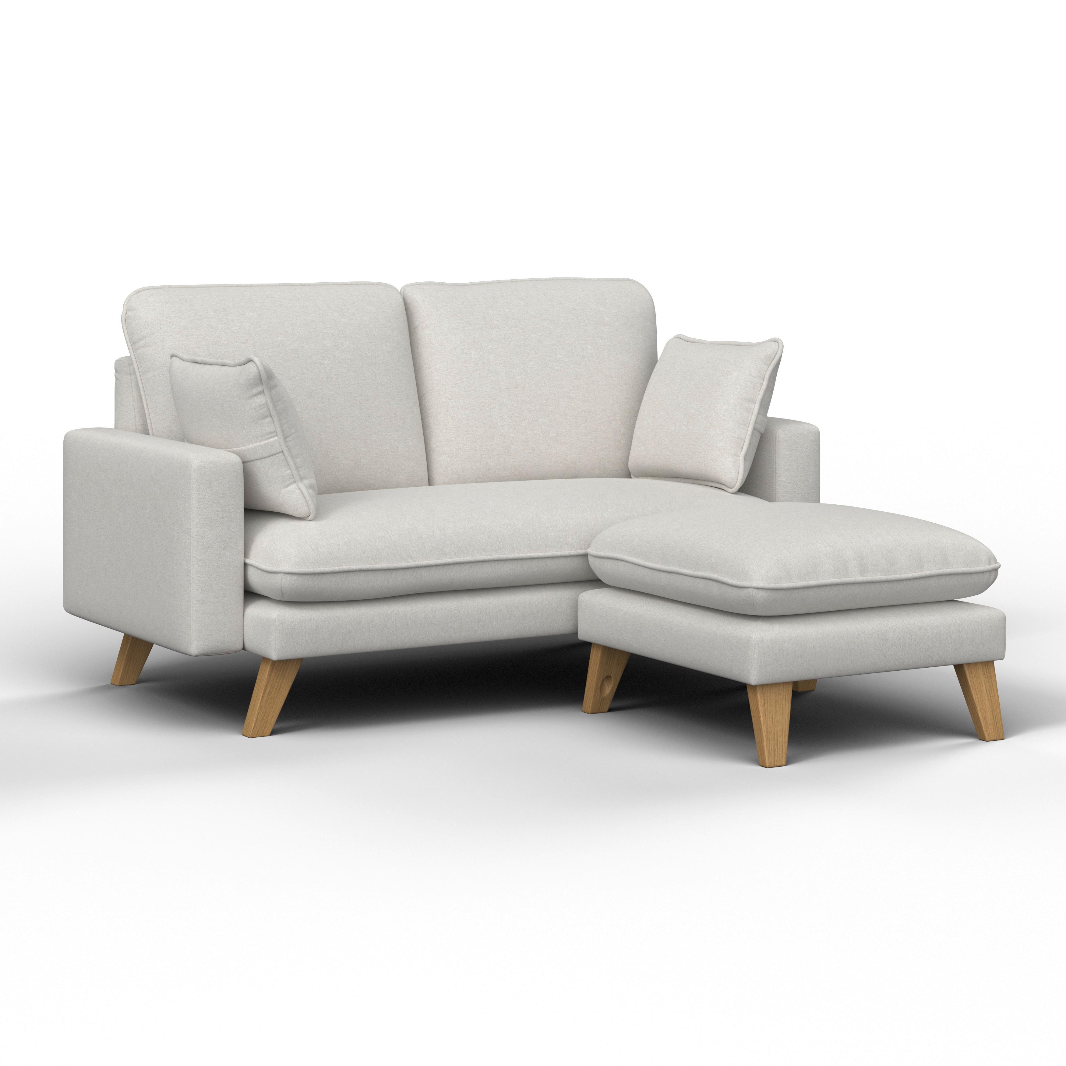 Ecksofa Illa Hellgrau Webstoff - Hellgrau/Naturfarben, MODERN, Holz/Textil (154/84/86cm) - Bessagi Home