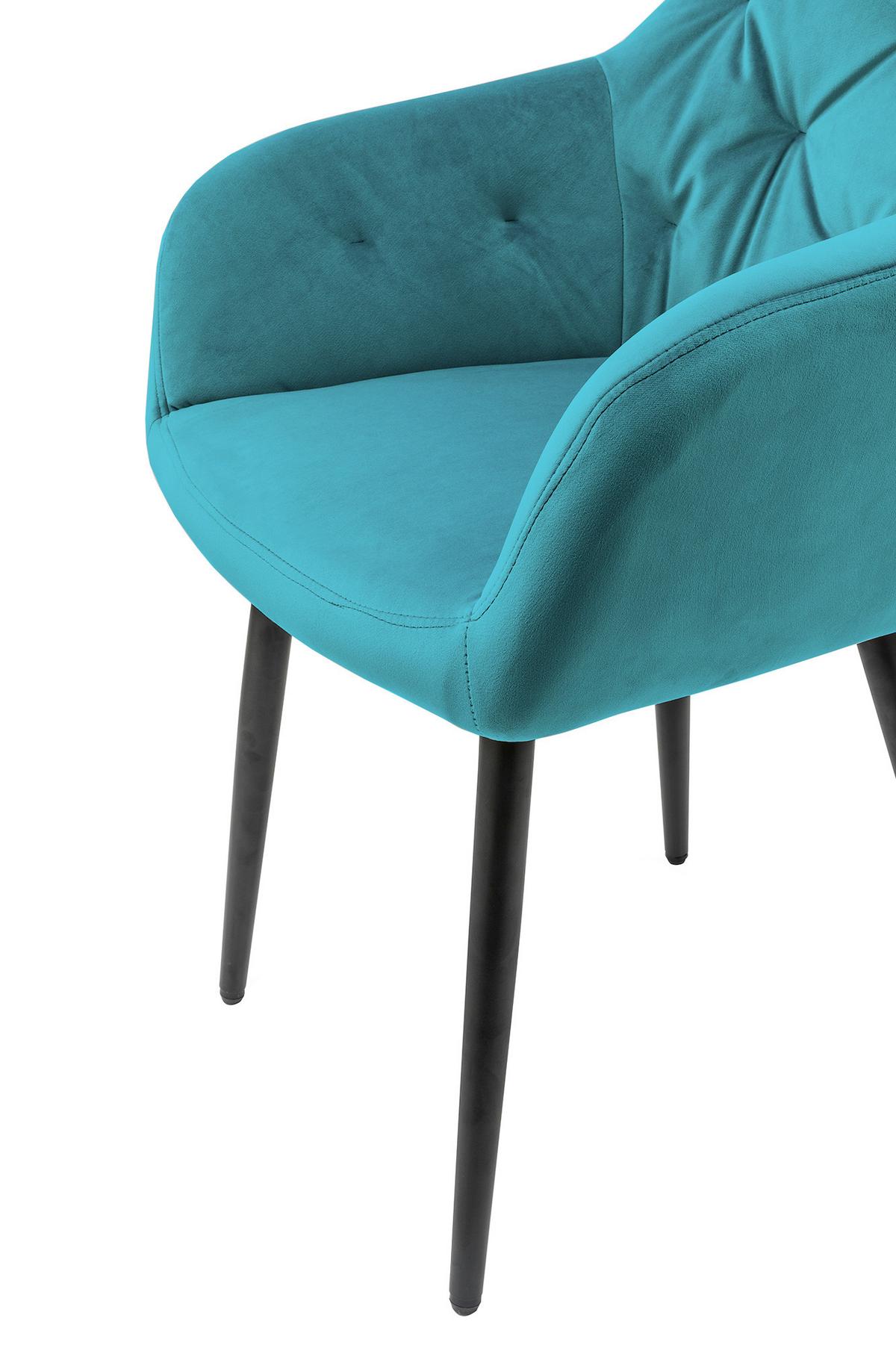 Naslanjač Samt, Turkizna - turkizna/črna, Moderno, kovina/tekstil (61/85/45cm) - Livetastic