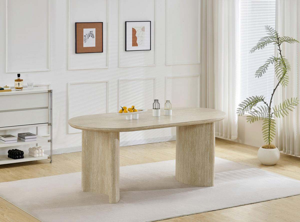 Jedilna Miza Molde, Bež, 180x90 - barve hrasta/bež, Moderno, kamen/leseni material (180/90/76cm) - P & B