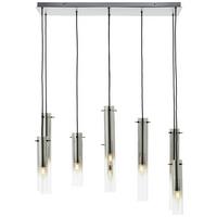 Hängeleuchte Glasini Grau/Schwarz max. 25 Watt - Schwarz/Grau, Design, Glas/Metall (80/30/199cm) - Brilliant