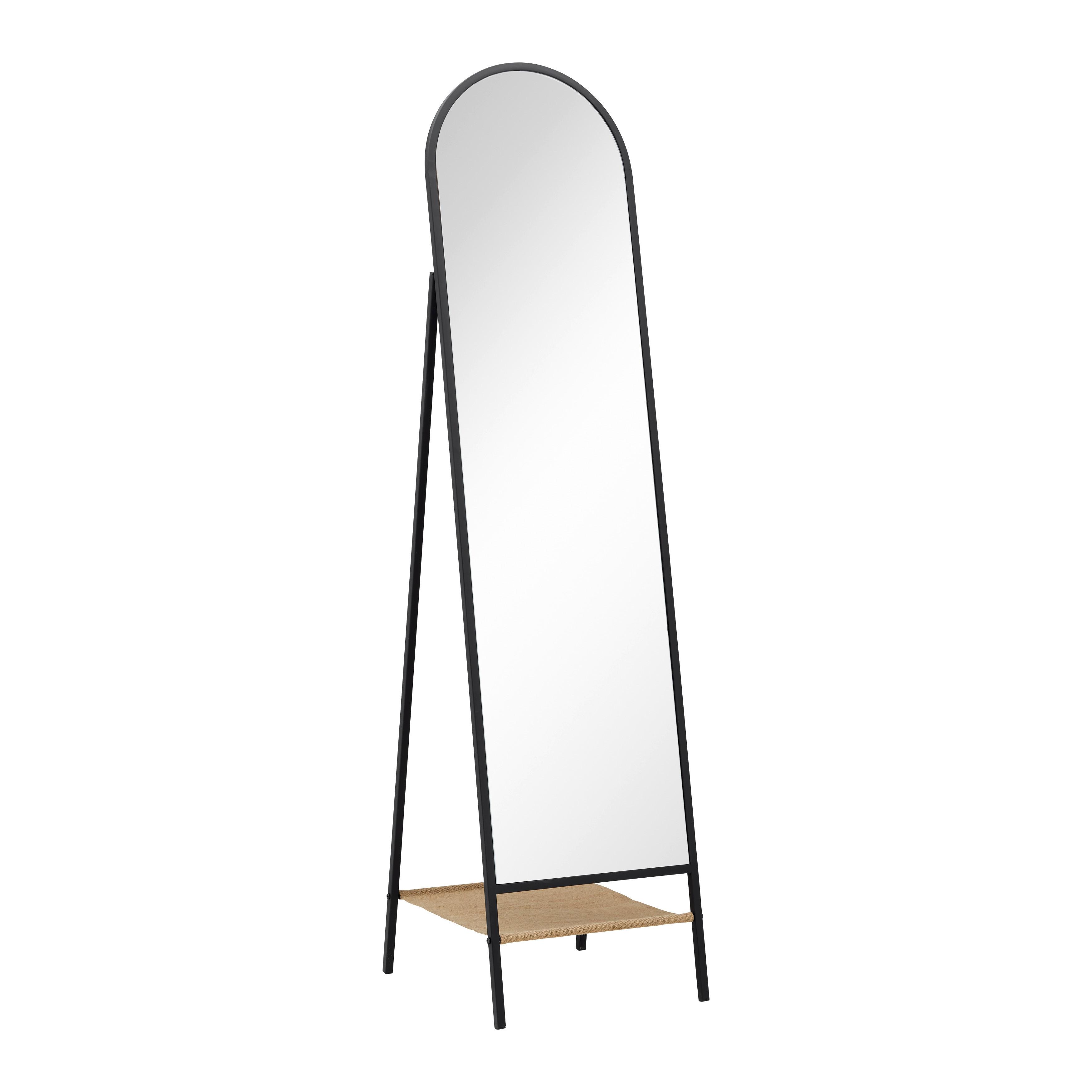 Spiegel Melinda Schwarz/Natur ca. 42x170x41 cm - Schwarz/Naturfarben, MODERN, Glas/Textil (42/170/41cm) - Bessagi Home