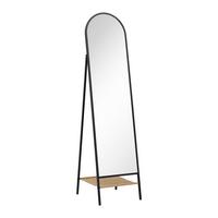 Spiegel Melinda Schwarz/Natur ca. 42x170x41 cm - Schwarz/Naturfarben, MODERN, Glas/Textil (42/170/41cm) - Bessagi Home