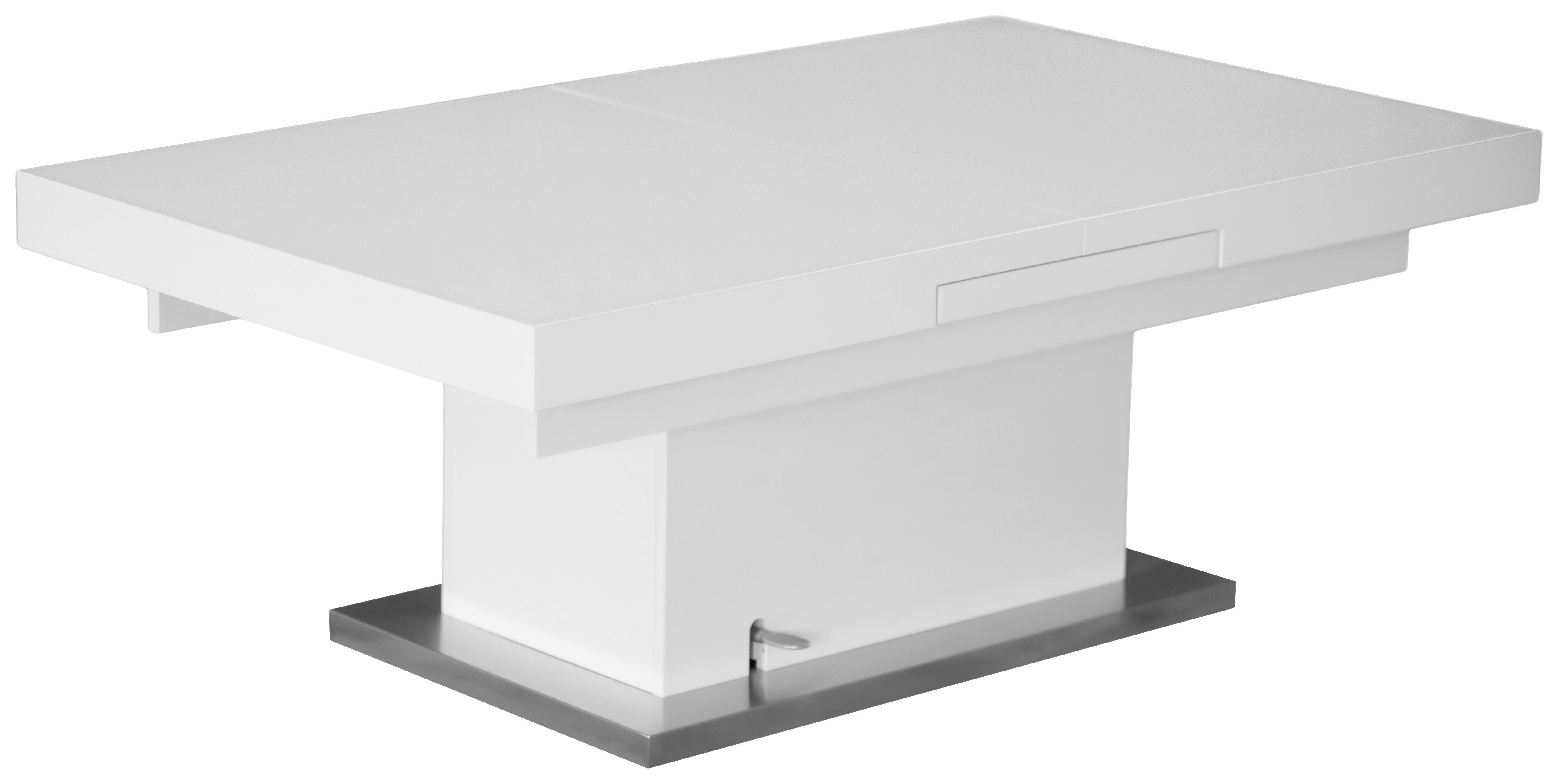 TABLE BASSE 2IN1 II - couleur inox/blanc, MODERN, matériau en bois/métal (133-170/51-77/80cm) - Mömax
