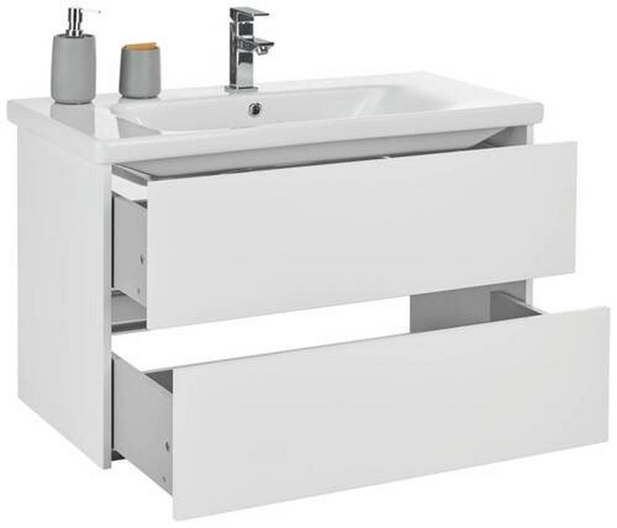 SZAFKA Z UMYWALKĄ OTTAWA -EXKLUSIV- - biały wysoki połysk/biały, Modern, materiał drewnopochodny/ceramika (89,5/55,7/45,5cm) - Mömax