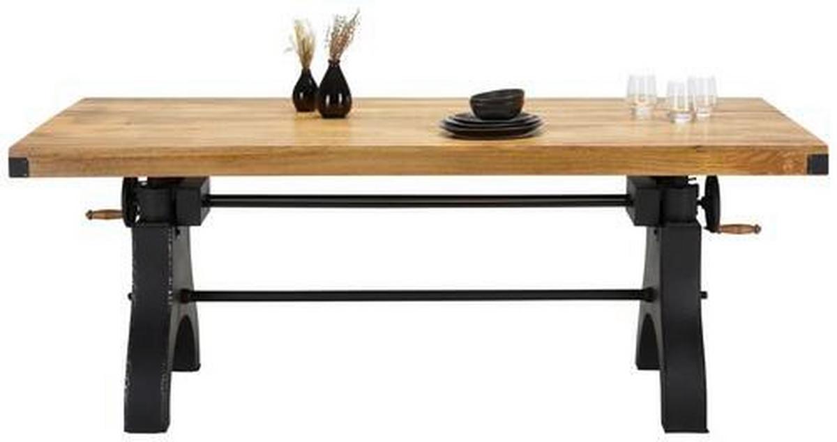Jedilna Miza Industrial, Naravne Barve, Črna, 200x90 - črna/naravne barve, Trendi, kovina/les (200/90/76cm) - Premium Living