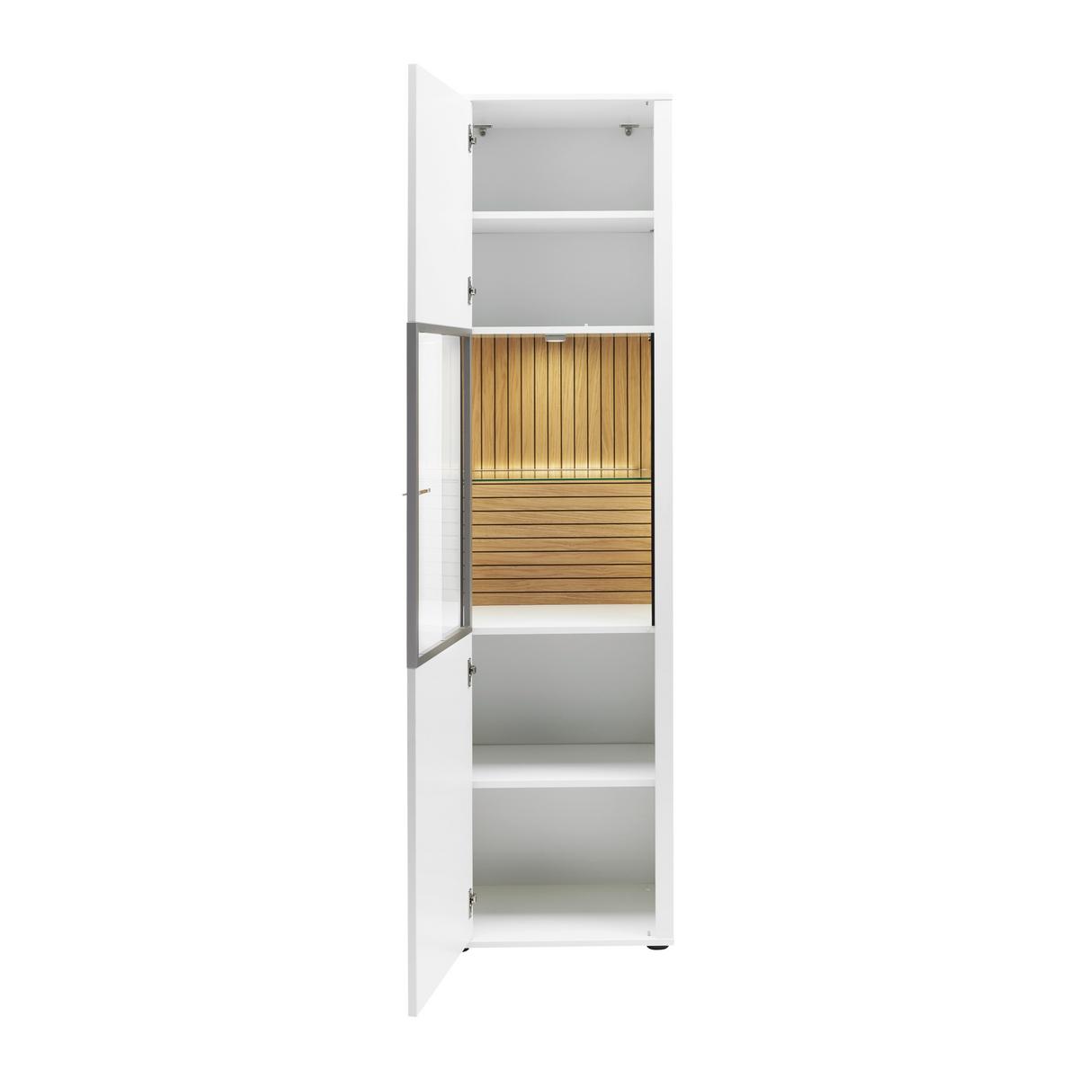 Vitrine Studio 11 in Weiß - Edelstahlfarben/Eichefarben, MODERN, Glas/Holzwerkstoff (53/199/40cm) - Premium Living