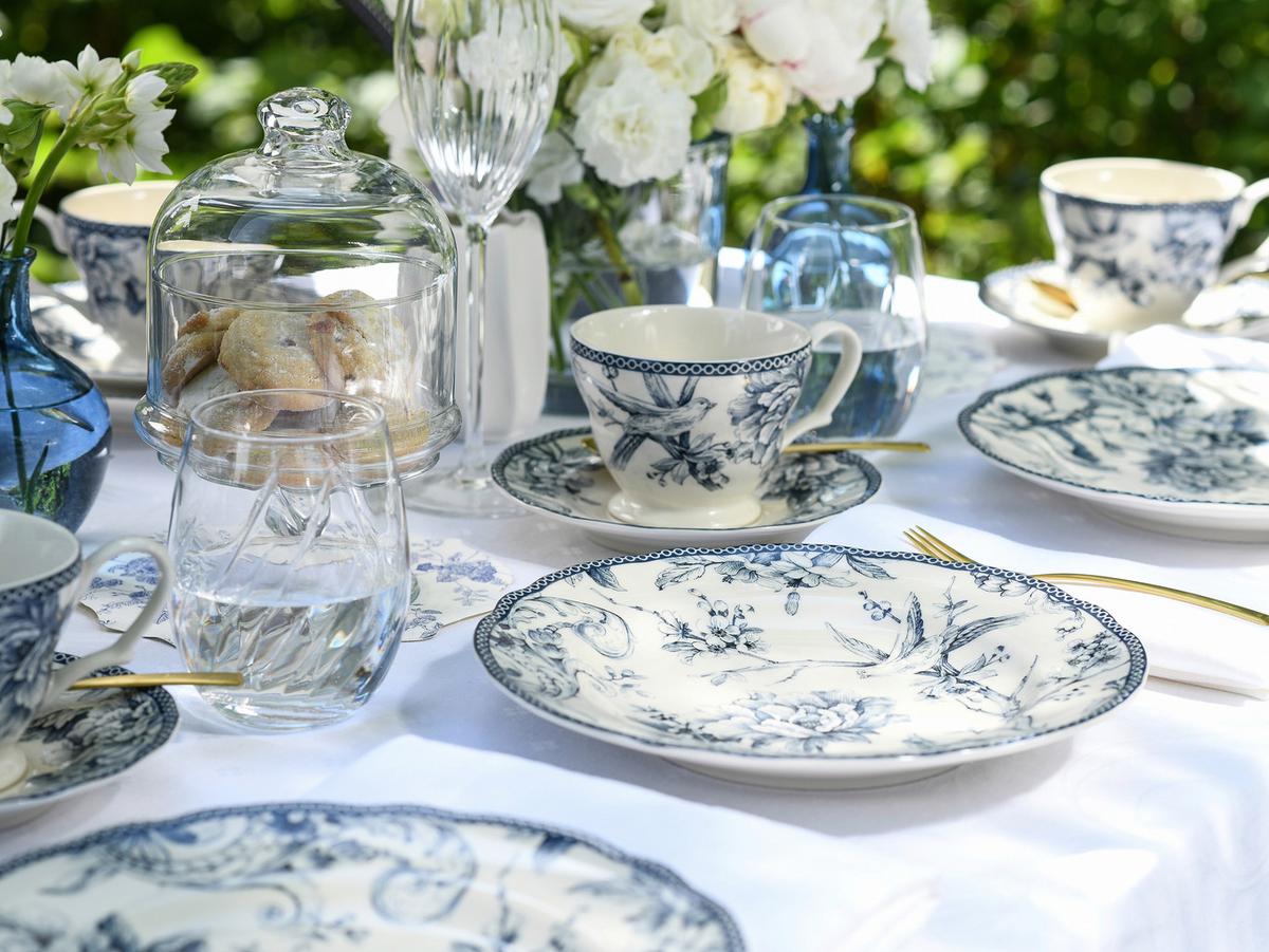 Serviciu de masă Adelaide 20/1 - albastru/alb, Basics, ceramică - Creatable
